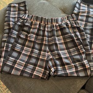 WAYF Women's L Plaid Elastic Waist Pull On Pants